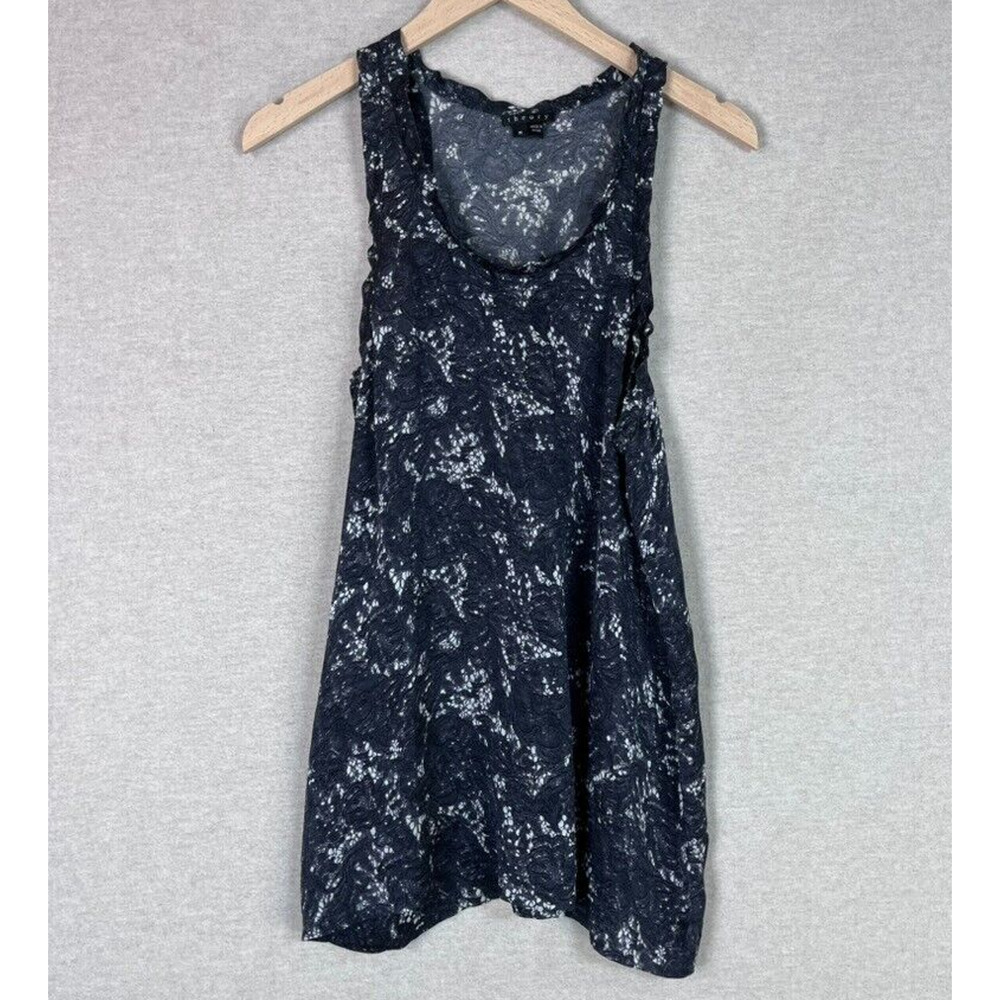 Theory Womens Mayra Lace Print Tank Top Size M 100% Silk Grunge Dark Fairy Goth